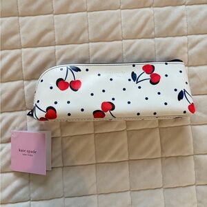 kate spade White and Red Cherry Pencil Case